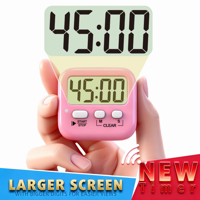 Antonki 2 Pack Digital Timer for Kids, Magnetic Countdown Kitchen Timers for Cooking, Egg, Classroom, Teacher, Exercise, Study, Oven - Battery Included - Image 3